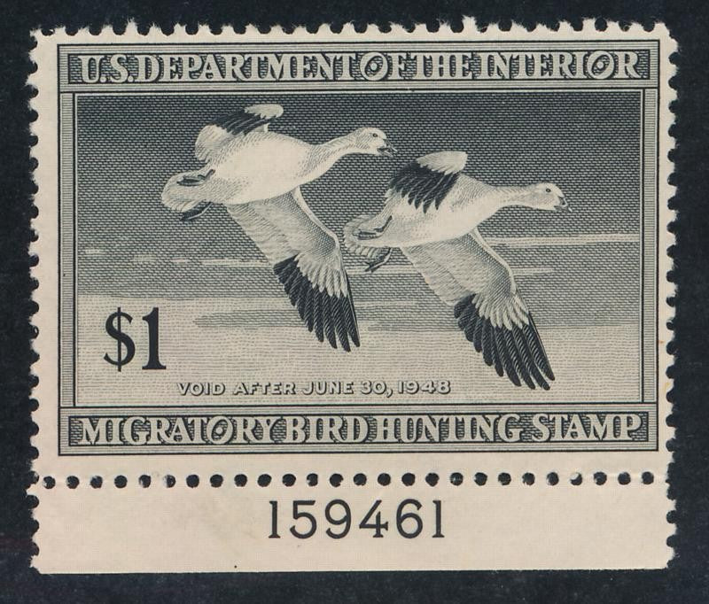 (US) RW14 MINT F-VF NH $1 BLACK SNOW GEESE, DUCK STAMP