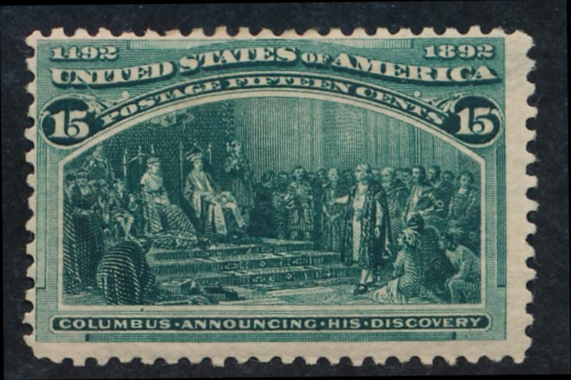 (US) 238 MINT JUST FINE HINGED 15c COLUMBIAN, SMALL THINS