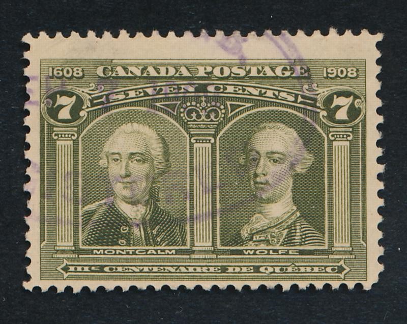 CANADA 100 USED F-VF 7c OLIVE GREEN QUEBEC TERCENTENARY