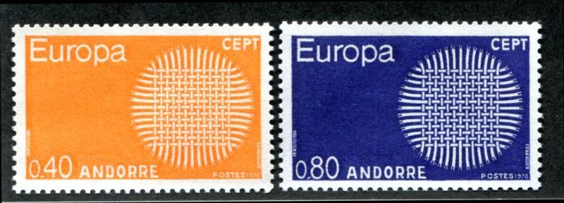 ANDORRA- FRENCH 196-197 MINT NEVER HINGED (NH) EUROPA