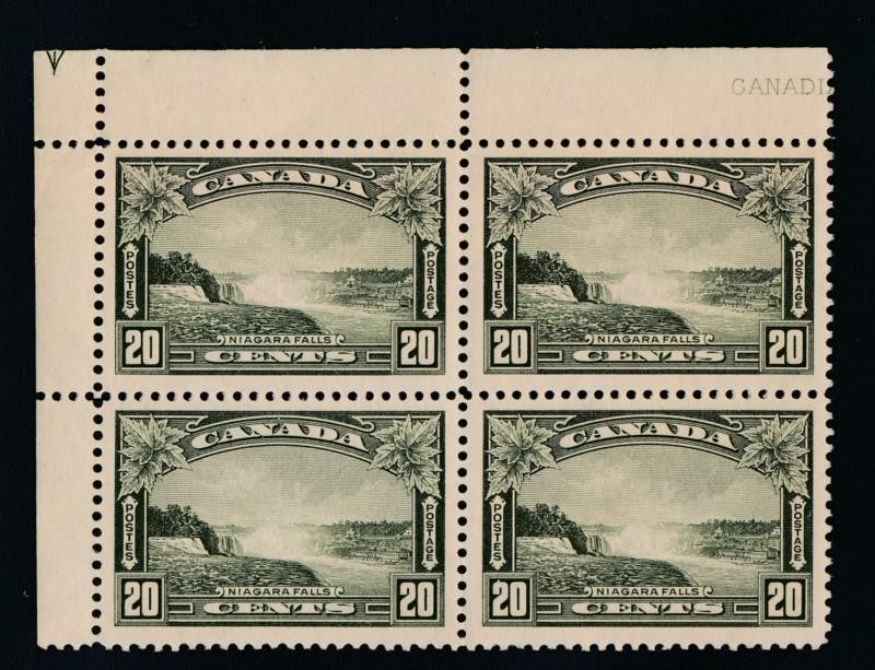 CANADA 225 MINT LH F-VF BLOCK OF 4 20c KGV NIAGARA FALLS PICTORIAL
