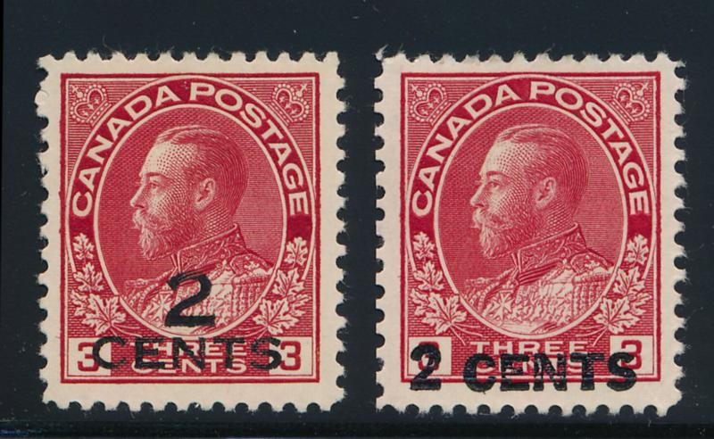 CANADA 139-140 MINT HINGED VF SINGLES KGV ADMIRAL