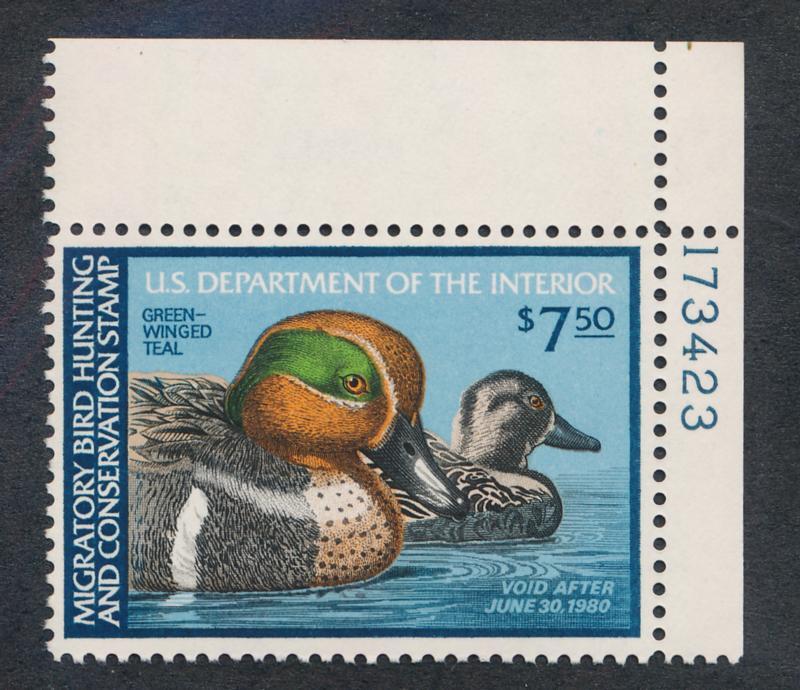 UNITED STATES RW46 MINT NH VF PLATE NO. SINGLE
