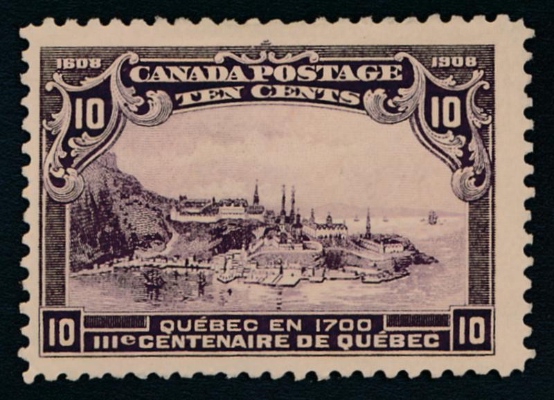 CANADA 101 MINT HINGED F-VF 5c DARK VIOLET QUEBEC TERCENTENARY