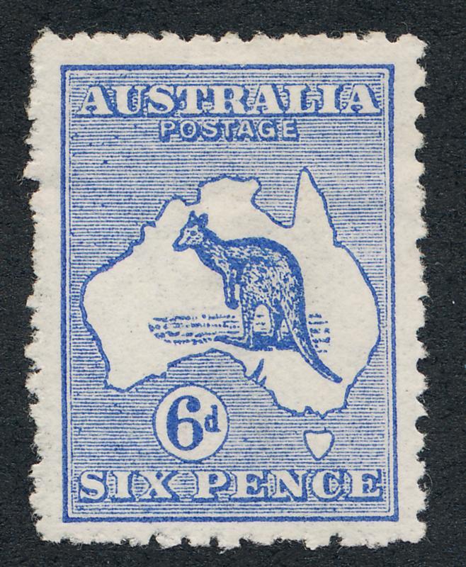 AUSTRALIA 8 MINT VF HINGED, 6p ULTRA, KANGAROO, 1st WMK