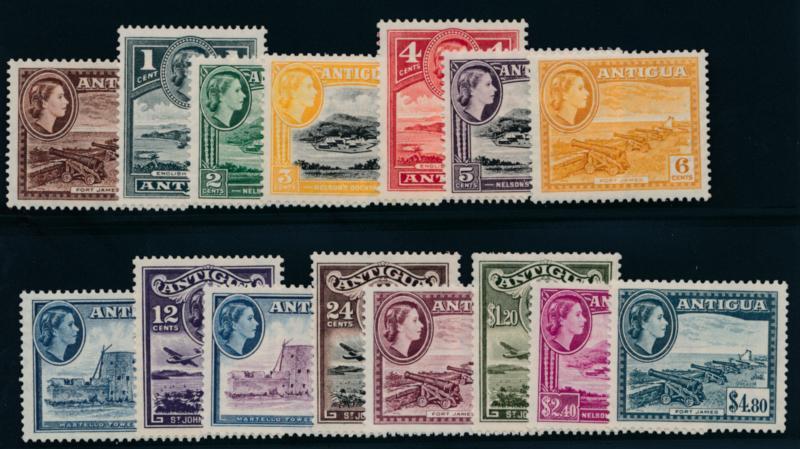 Antigua 107-121 Mint LH, 1st QEII set