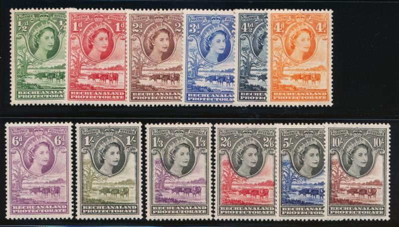 BECHUANALAND 154-165 MINT LH QEII 1ST SET