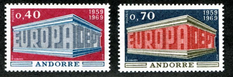 ANDORRA- FRENCH 188-189 MINT NEVER HINGED (NH)