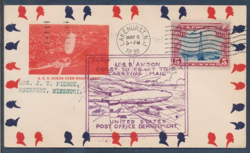 (US) U.S.S. AKRON ILLUSTRATED PRINTED SCARCE GORHAM ENVELOPE