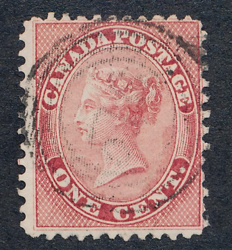 CANADA 14 USED FINE LIGHT CANCEL, SHORT PERF LEFT