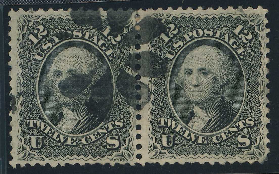 90 U.S. 12c WASH.,USED PAIR F-VF PAIR CERT.