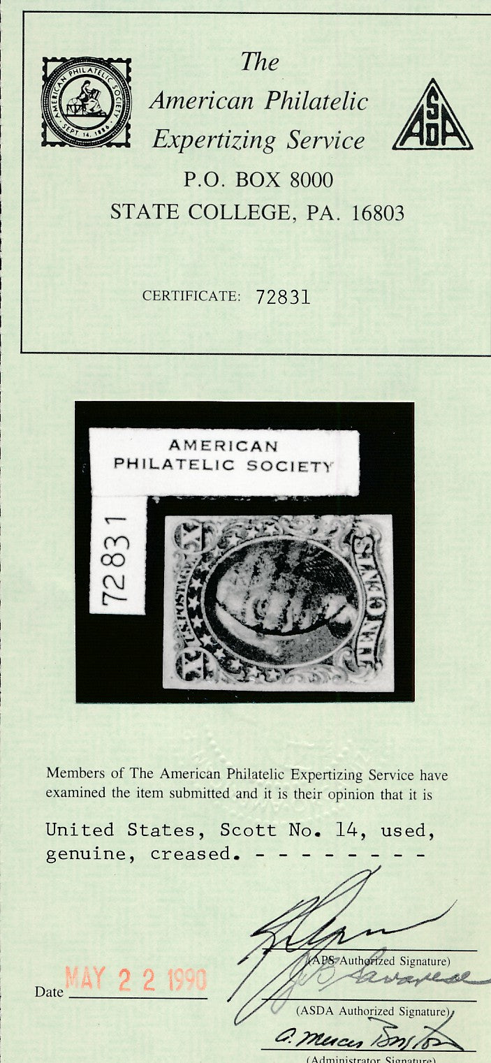 14 U.S. 10c WASH. USED F-VF LIGHT CANCEL